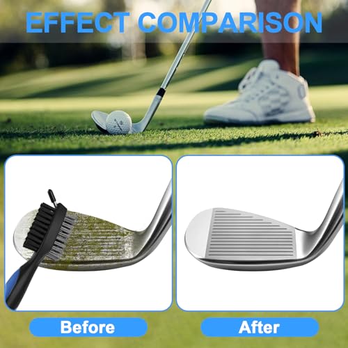 Golf Club Cleaning Brush Set - 2 Pack with Retractable Zip-line