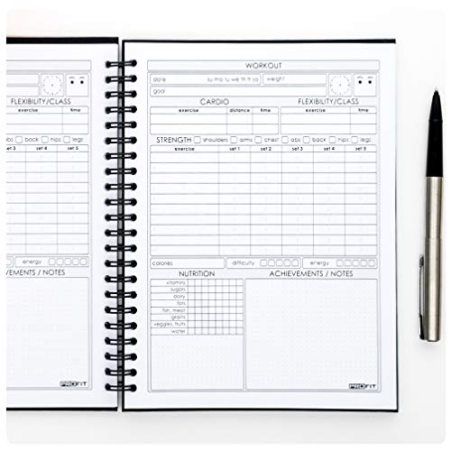 ProFit Fitness Journal - Workout Log & Nutrition Tracker - A5 Hard Cover