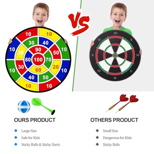 Large Sticky Dart Board for Kids - 29 Inch with 12 Balls & Darts