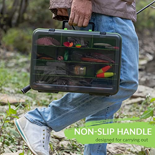 THKFISH Double Sided Green Tackle Box Organizer, 17 Dividers, Large Capacity