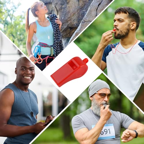 5-Piece Loud Plastic Emergency Whistle Set with Lanyards - Colorful