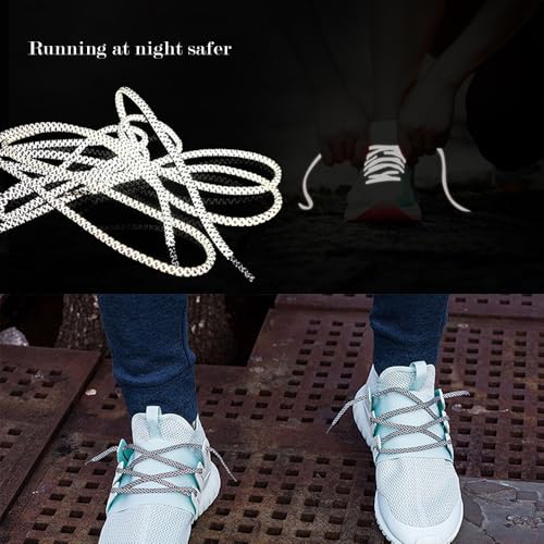 Reflective Round Shoe Laces for Sneakers - Orange, 31 Inch