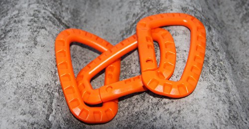 6pcs Lightweight Plastic D-Ring Carabiner Clips - Orange