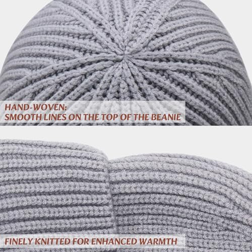 Wool Fisherman Beanies for Men Women Short Cuff Knit Beanie