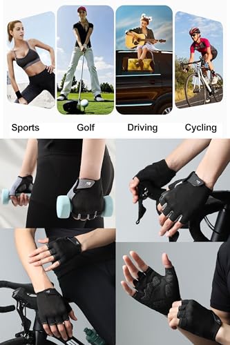 Fingerless Cycling Gloves - Black with Mesh, M Size