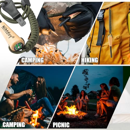 Ferro Rod Fire Starter Kit with Hardwood Handle & Compass
