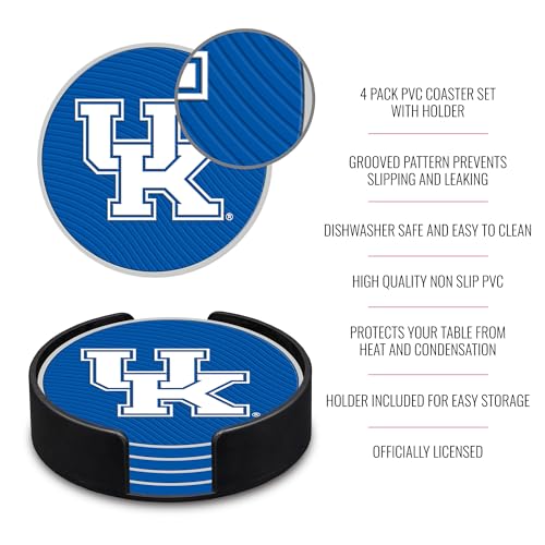 Kentucky Wildcats NCAA 4-Pack Rubber Coaster Set - Official Licensed Drink Protectors