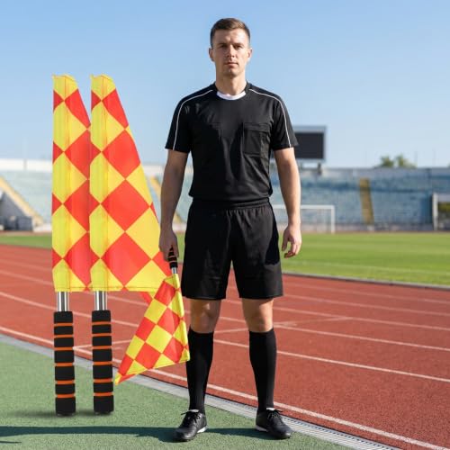 2 Pack Soccer Referee Flags with Foam Handle - Lightweight Signal Flags