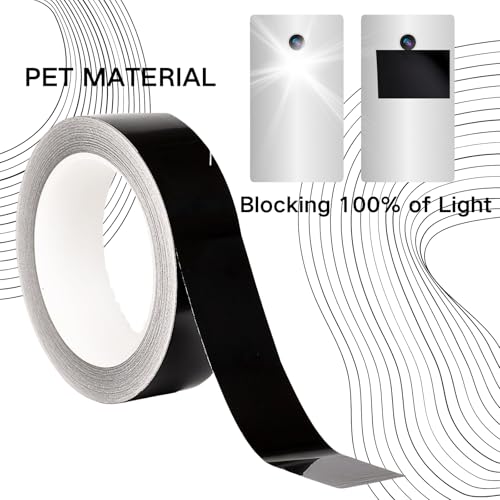 Light Blocking Tape 1.2 inch x165 Feet,100% Blackout DIY Blackout Stickers Black Masking Tape for LED Lights Electronics Windows Indicators Light Strips