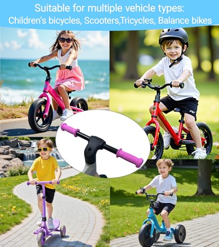 Kids Bike Handlebar Grips - Non-Slip Soft TPR Rubber, 2pcs Pink
