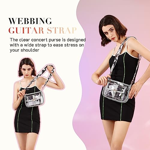 Clear Stadium Approved Crossbody Bag with Guitar Strap - Large Silver