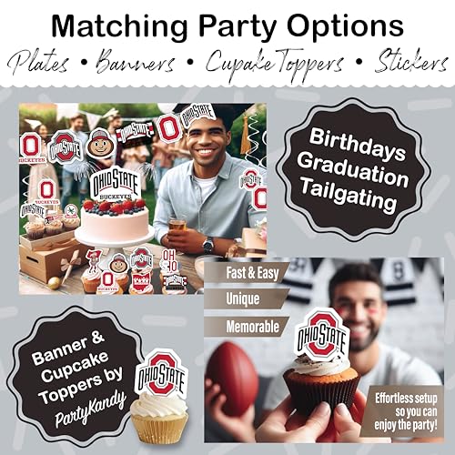 Ohio State Buckeyes Party Supplies 37 Pc Plates Napkins Decor – OSU Theme Party Kit