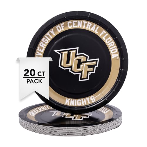 UCF Knights 20-Count 9-Inch Paper Plates for Tailgates & Parties