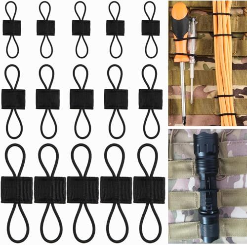 Molle Attachments 15 Pack - Tactical Gear Holder Clip - Black