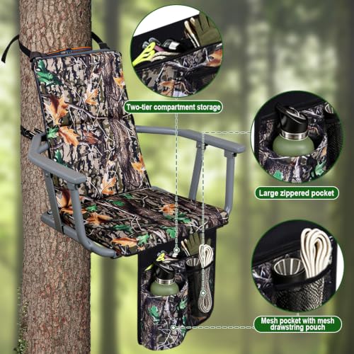 Niuyhe Tree Stand Seat Replacement with 3 Pockets – Foldable Camouflage Hunting Seat