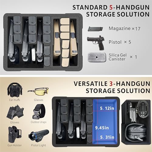 Betschkim TSA Waterproof Hard Shell Pistol Case Holds 5 Handguns & 17 Magazines