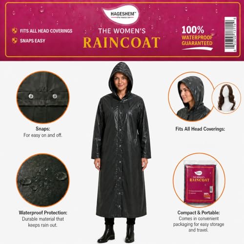Reusable EVA Rain Poncho for Adults - Lightweight Waterproof - Extra Large