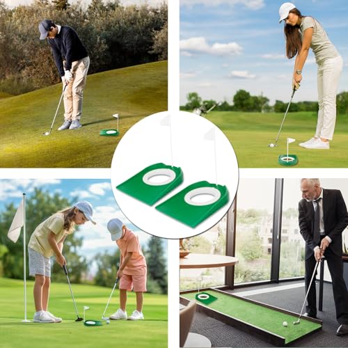 Golf Putting Cup Set with White Flag - 2pcs Indoor Outdoor Practice