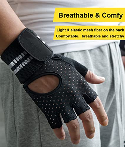 Weightlifting Gym Gloves - Breathable, Anti-Slip, Small/Black