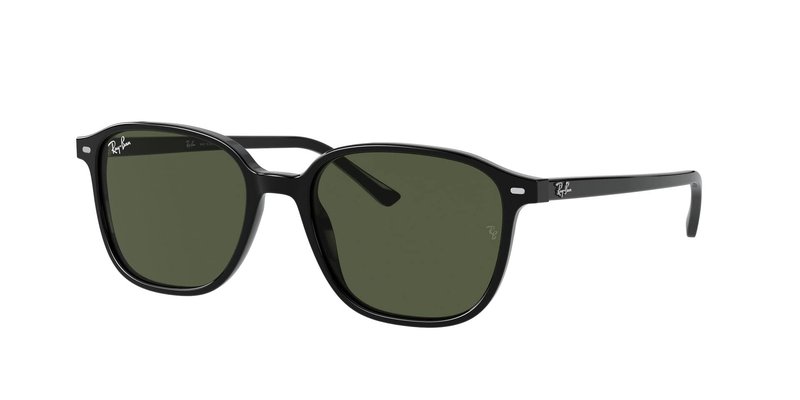Ray-Ban Unisex RB2193 Leonard Square Sunglasses, Black/G-15 Green, 55 mm