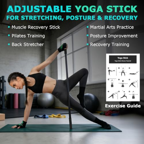 5ft Adjustable Yoga Stick - Non-Slip Mobility Fitness Tool for Stretching & Muscle Recovery