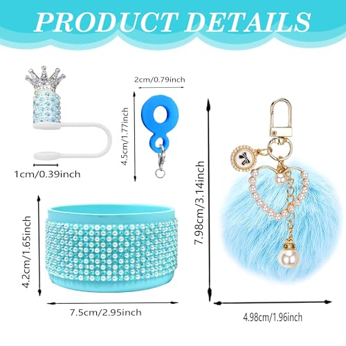 Rhinestone Straw Topper Set for Stanley 30oz & 40oz - Blue