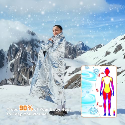 6-Pack Emergency Mylar Thermal Blankets for Survival & Outdoor Use