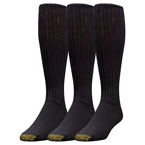 Gold Toe Men's Over the Calf Athletic Cotton Socks 3-Pack - Black, Size 6-12.5
