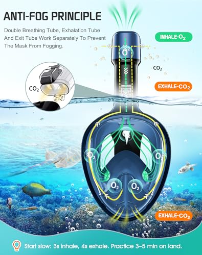 Full Face Snorkel Mask with Camera Mount - Cerulean Blue, L/XL