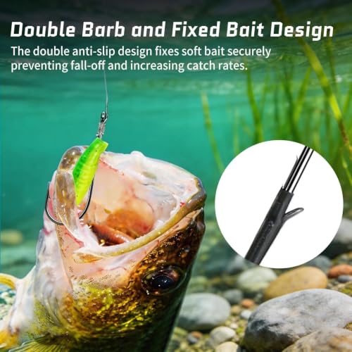 30Pcs Baitholder Worm Hooks 3X Long Shank for Bass Fishing - FishTrip 2/0