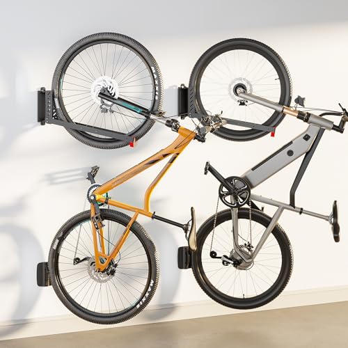 No-Lift Swivel Bike Wall Mount - 2 Pack, Space-Saving Bike Storage