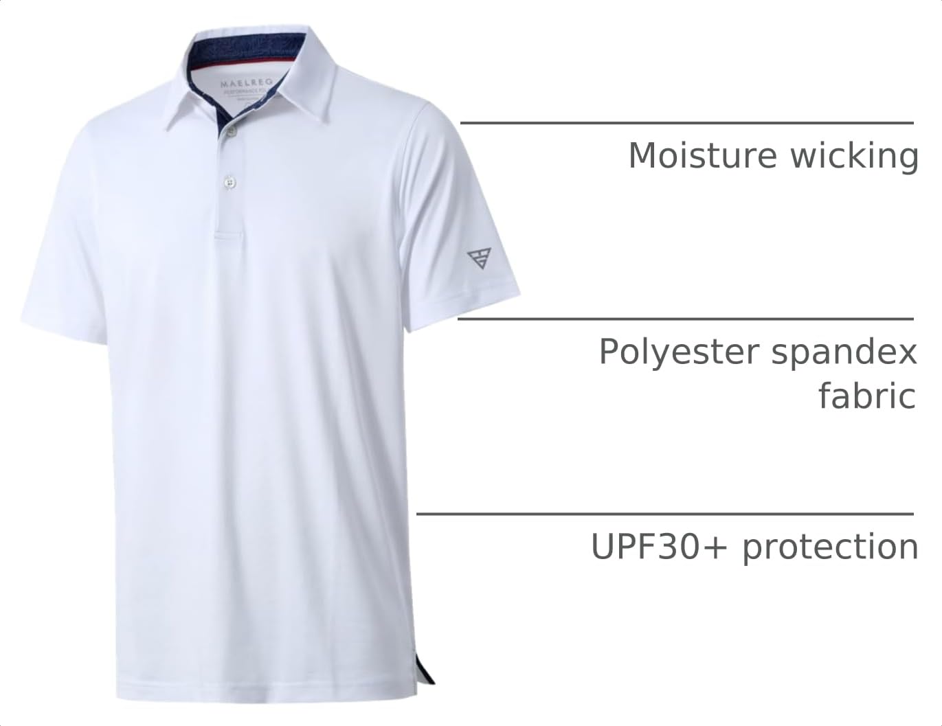 M MAELREG Golf Polo Shirts for Men Short Sleeve Performance Moisture Wicking Quick Dry Casual Collared Men’s Polo Shirts White