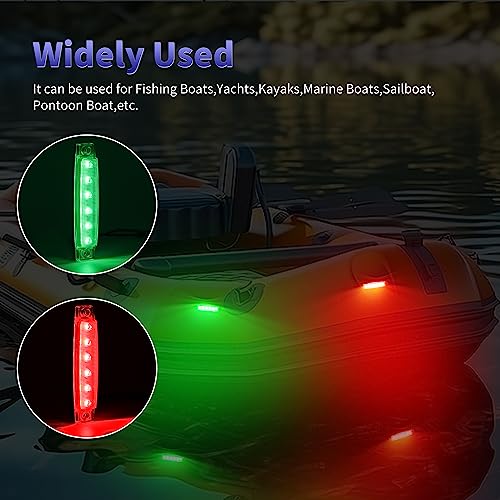 12V Boat Navigation Lights Red & Green 2-Pack IP68 Waterproof, ABS Bow & Stern Lamps
