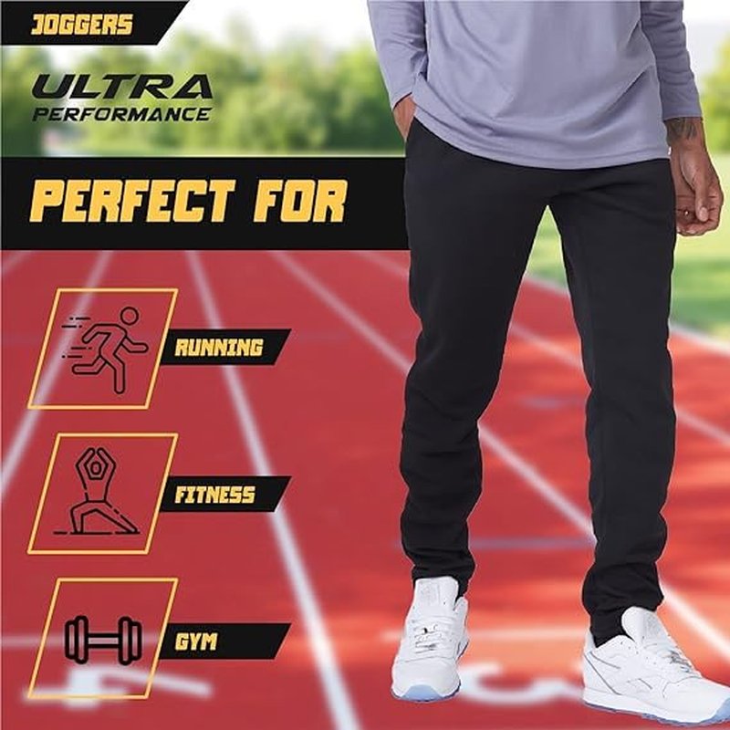 Ultra Performance 3 Pack Mens Open Bottom Sweatpants with Pockets, Casual Sweatpants for Men