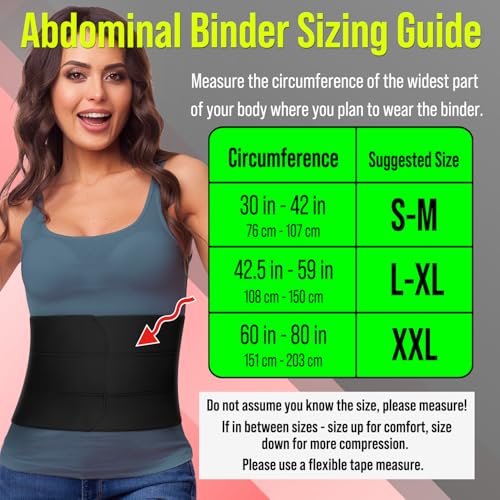BLITZU 9 Inch Abdominal Binder Post-Surgery Support for Men & Women Small/Medium Black
