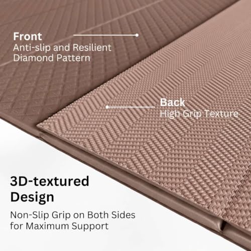 Foldable Yoga Mat 72x24 Inches with Mocha Bisque & Ivory Cream - Non-Toxic, Supportive, Portable