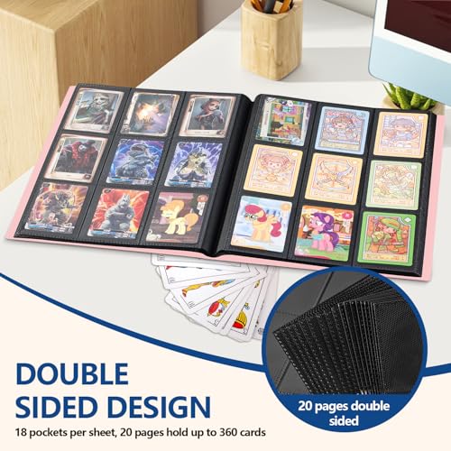 Premium Trading Card Binder - 9 Pockets - Pink