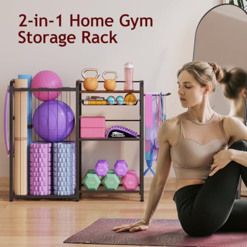 Large Capacity Garage Sports Equipment Organizer with Hooks & Baskets