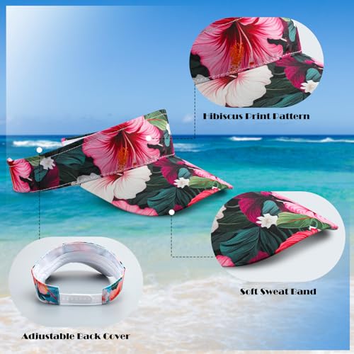 Glitopper Tropical Visor Hat Unisex Adjustable Hibiscus Top 4 Pack