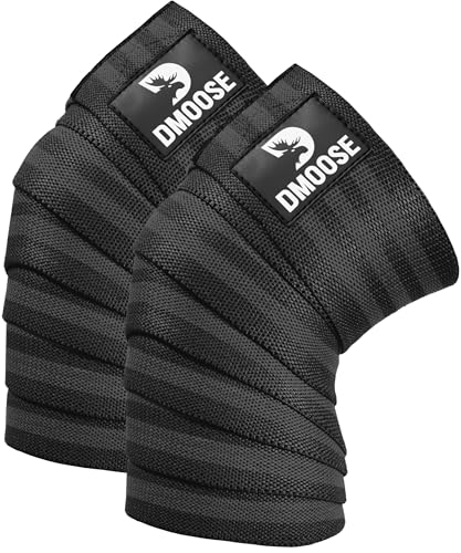 Knee Sleeves for Weightlifting - 7mm Compression Wraps, One Size, Black Stripes