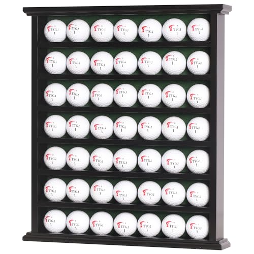 Golf Ball Display Case Rack with Green Felt Background, No Door