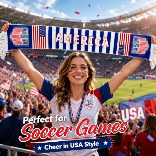 Kytunera USA World Cup Soccer Scarf 53x7 Inch Double-Sided Team Fan Gift