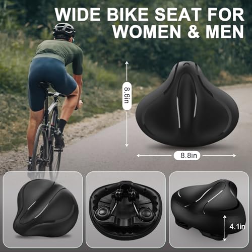 Roguoo Waterproof Gel Bicycle Seat - Matte Black, Comfortable Shock Absorbing Saddle for Mountain & Road Bikes