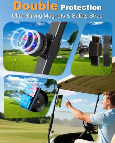 Magnetic Golf Cart Phone Holder for Magsafe & All Smartphones - EZGO/Club Car/Yamaha Compatible