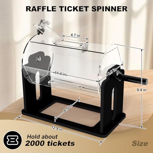 Small Black Raffle Ticket Drum Spinner with Silent Turning Handle