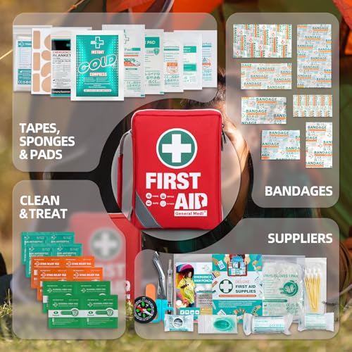 Compact First Aid Kit with 175 Pieces - Reflective Emergency Bag