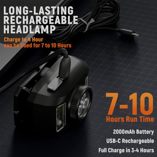 Rechargeable Headlamp - Ultra Bright 1200 Lumen - Black - 2 Pack