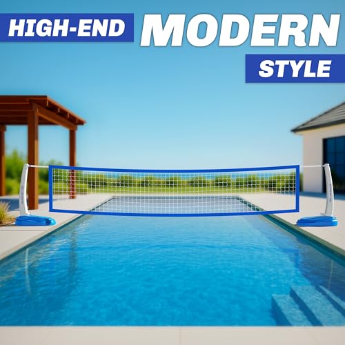 Pool Volleyball Net Set with 2 Water Volleyballs & Pump - Blue