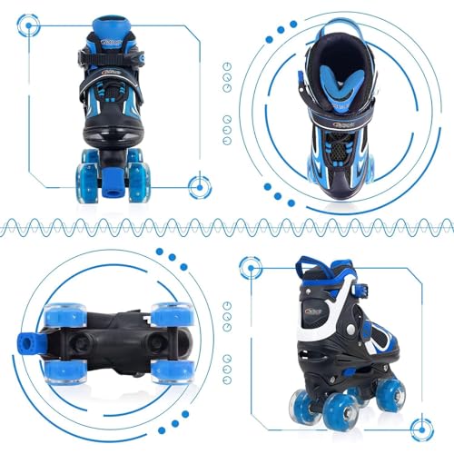 Adjustable Kids Roller Skates with Light Up Wheels - Blue, Medium