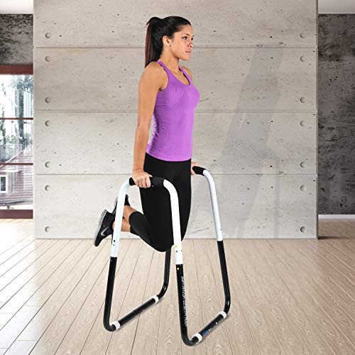 Adjustable Dip Bar Fitness Station - Folding Design with Angled Grips